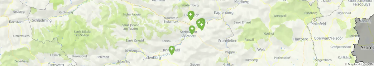 Kartenansicht für Apotheken-Notdienste in der Nähe von Sankt Stefan ob Leoben (Gemeinde, Steiermark) (134)